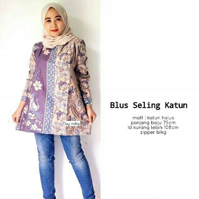 Blus Batik Seling / Blus Batik Kantoran/ Blus Wanitq Modern