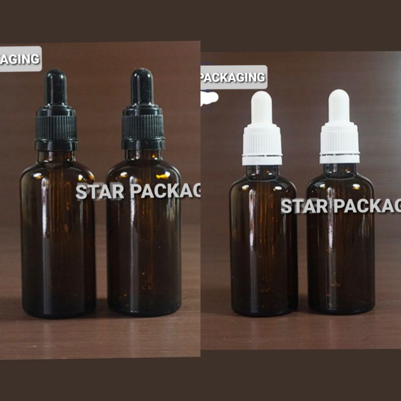 Botol Pipet Kaca 50ML Coklat Botol Pipet 50ML Coklat Tutup Segel Botol Serum 50ml