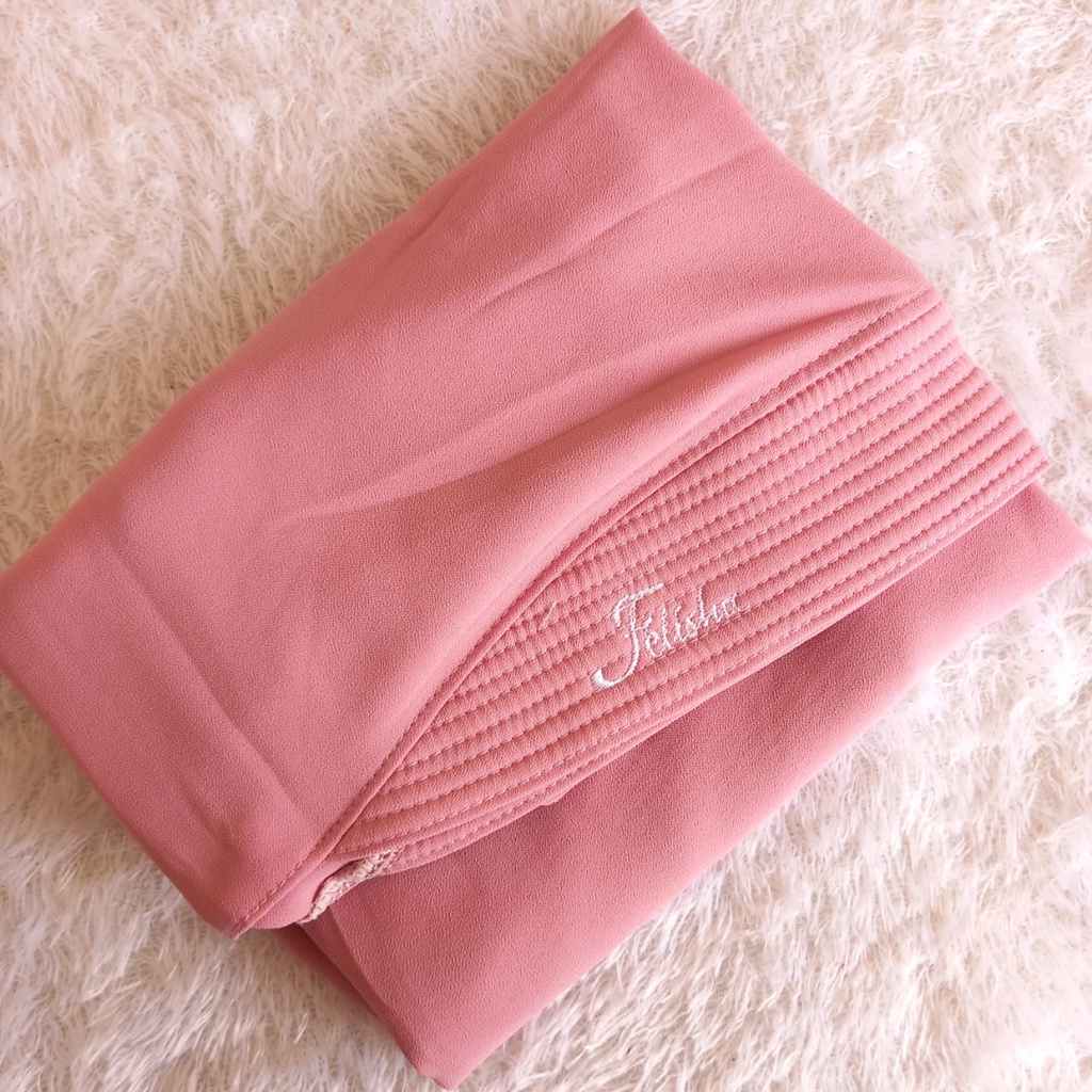 Jilbab Instan Ceruty 2 Layer Oval Jumbo Polos/Khimar Ceruty Sayana-Dusty pink
