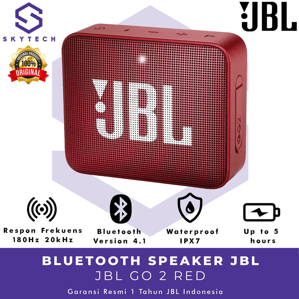 SPEAKER BLUETOOTH JBL GO 2 RED ORIGINAL GARANSI RESMI