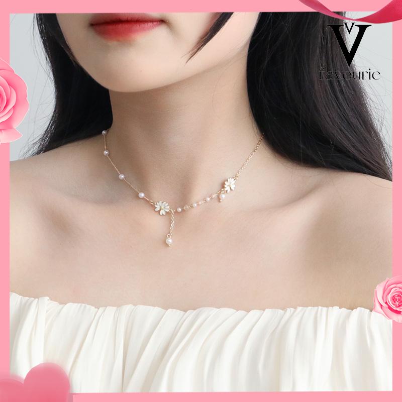 [COD]Personalized Anggrek Bunga Daisy Kalung Bunga Kupu-kupu Rantai Klavikula Serbaguna Feminin-FA
