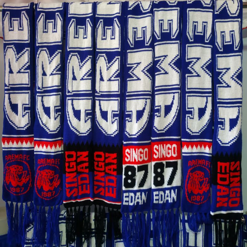 Syal rajut Aremania panjang 140cm lebar 13cm