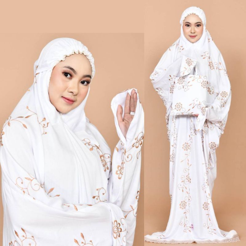 Al Kahf - Mukena Terusan Gracella Motif Bordir Teratai