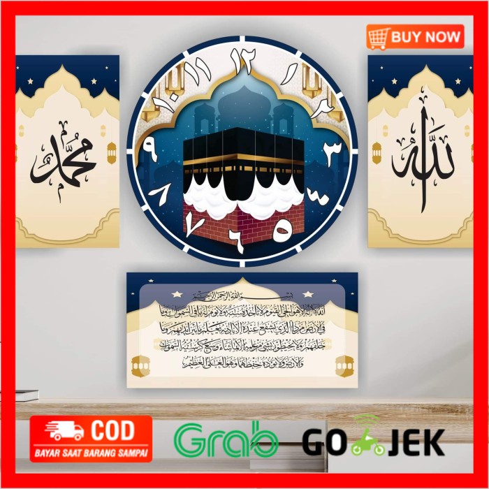 

(BISA COD) Jam Kaligrafi Ka'bah Biru