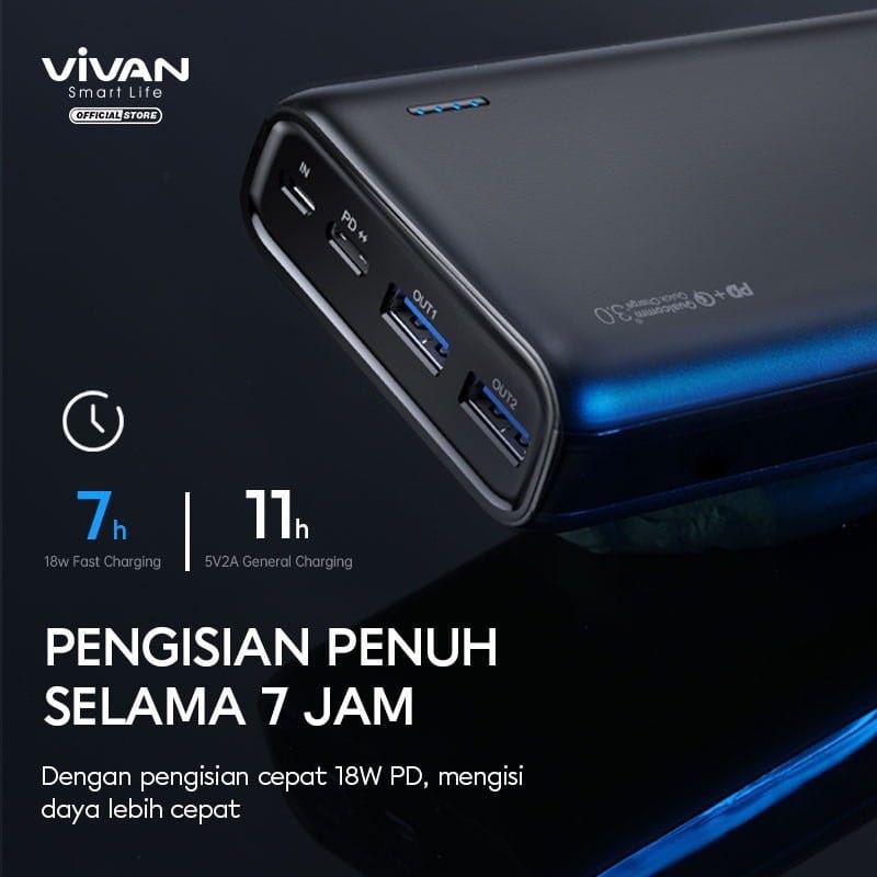 A_    VIVAN VPB-A20 20.000mah Powerbank 22.5W Quick Charge 3.0 Power Bank