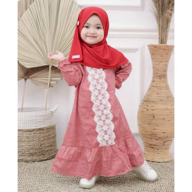 GAMIS ANAK KATUN JEPANG ORI POLKADOT DAN LUNARA 6BLN-7THN