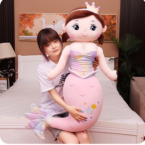 Boneka Mermaid  Putri Duyung Pakai Baju Rainbow Super Jumbo