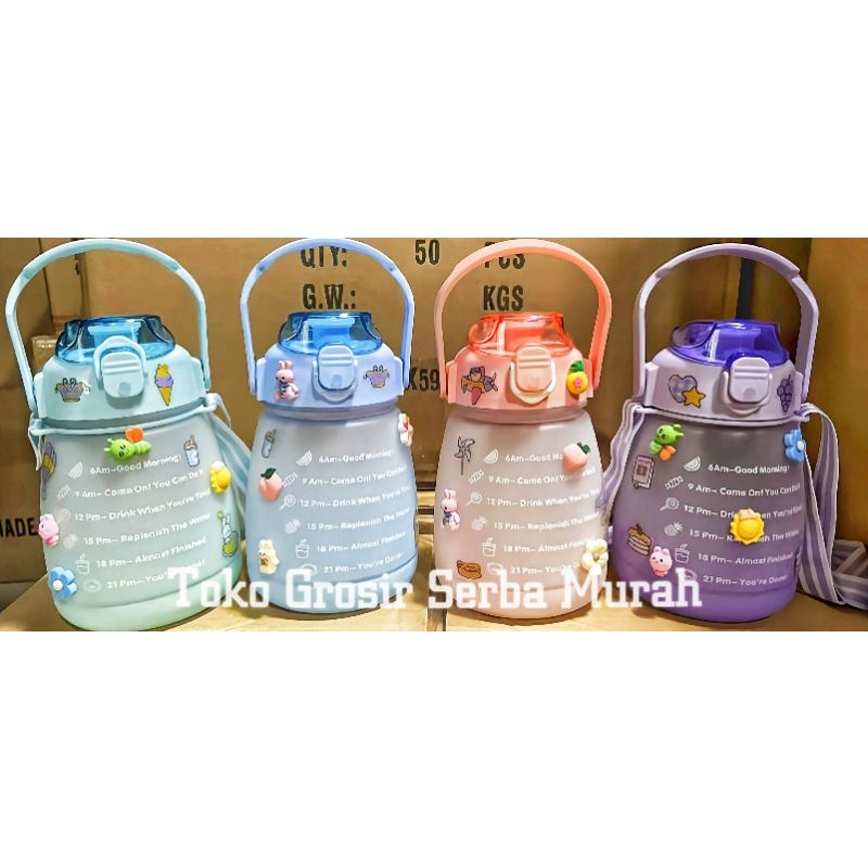 LEBIH BESAR BOTOL MINUM VIRAL GEMOY GRADASI PASTEL DOFF MOTIVASI ANAK SEKOLAH OLAHRAGA HANGOUT 1.4L 