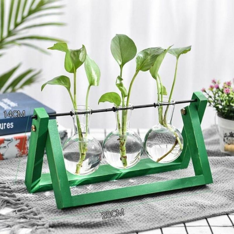 HIASAN DEKORASI DINDING DAN MEJA POT KACA UNIK MODEL GANTUNG 2 KACA
