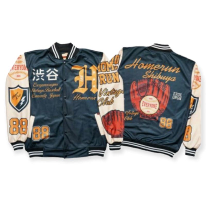 jaket pria Parsity/ Varsity keren/ varsity bisbol/ jaket bisbol/ Jaket Varsity Pria wanita-BASE HUMERUN