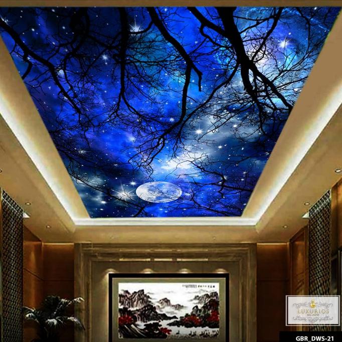 Walpaper Wallpaper Wall Sticker Stiker PLAFON 3D CUSTOM Langit Malam Terbaru