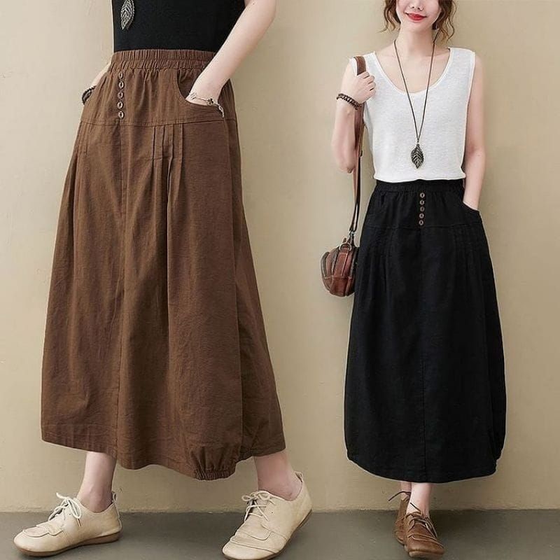 rok skirt wanita korea pinggang karet