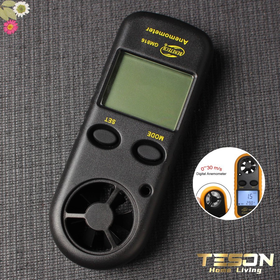 Anemometer Digital Pengukur Kecepatan Angin Alat Ukur Suhu Thermometer