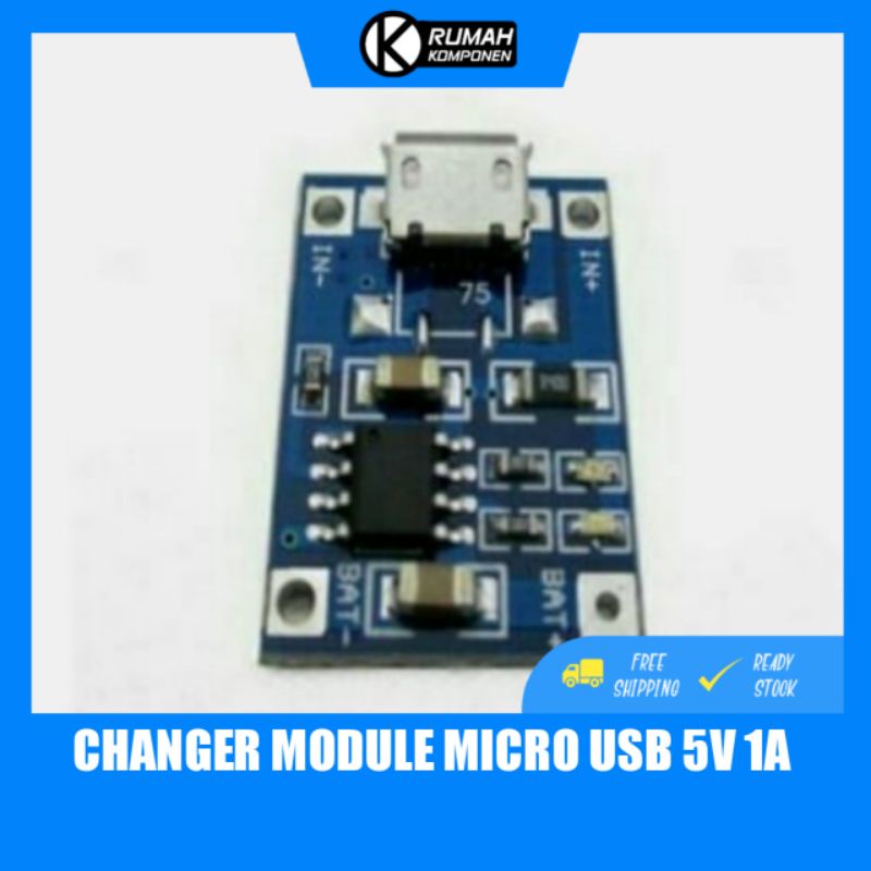 TP4056 CHARGER MODULE MICRO USB 5V 1A untuk batray 18650