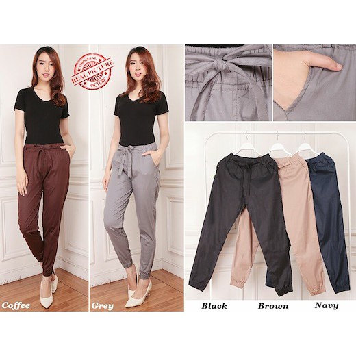 JOGGER PANTS KATUN STRECTH Wanita | Jogger Pants Katun Stretch [ Bahan Melar/Elastis ]