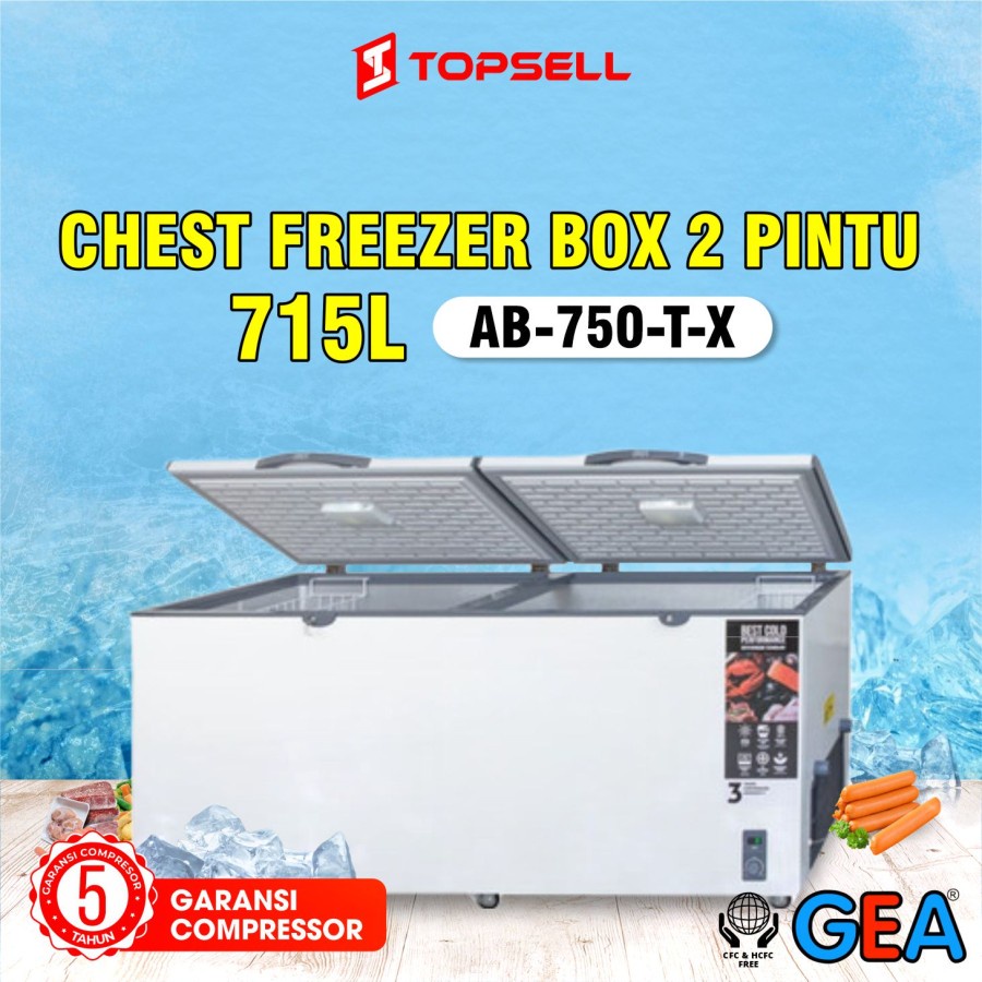 Freezer Box Gea 2 Pintu AB-750T-X Chest Freezer 715 Liter Gratis Ongkir