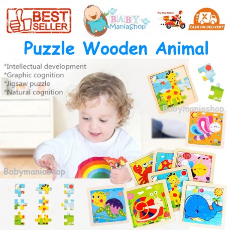 Mini ANIMAL PUZZLE Kayu Mainan Anak Wooden Toys Mainan Edukasi Jigsaw Montessori Puzzel Seri Binatang Hewan Laut Hiu Paus Singa Safari