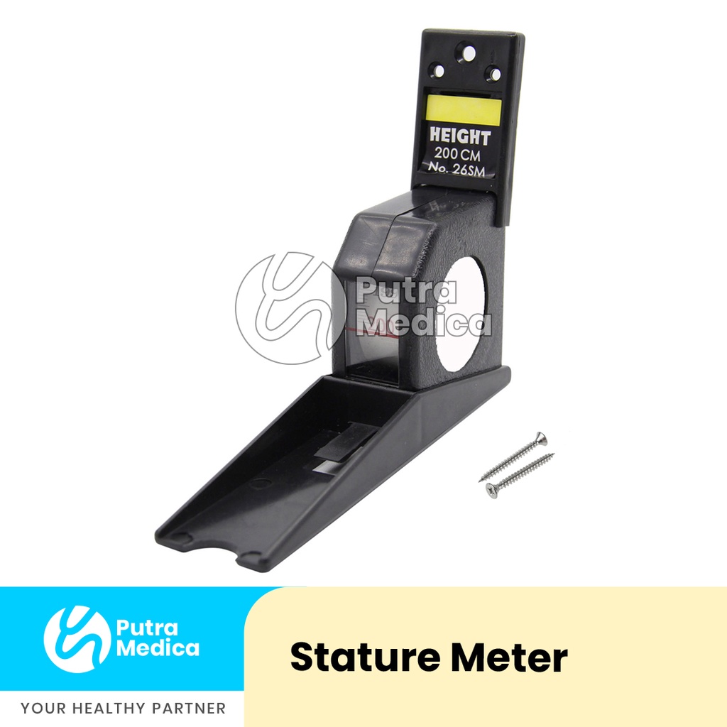 Stature Meter [Black] / Alat Ukur Pengukur Tinggi Badan Manual Tarik / Statur Meteran Dinding