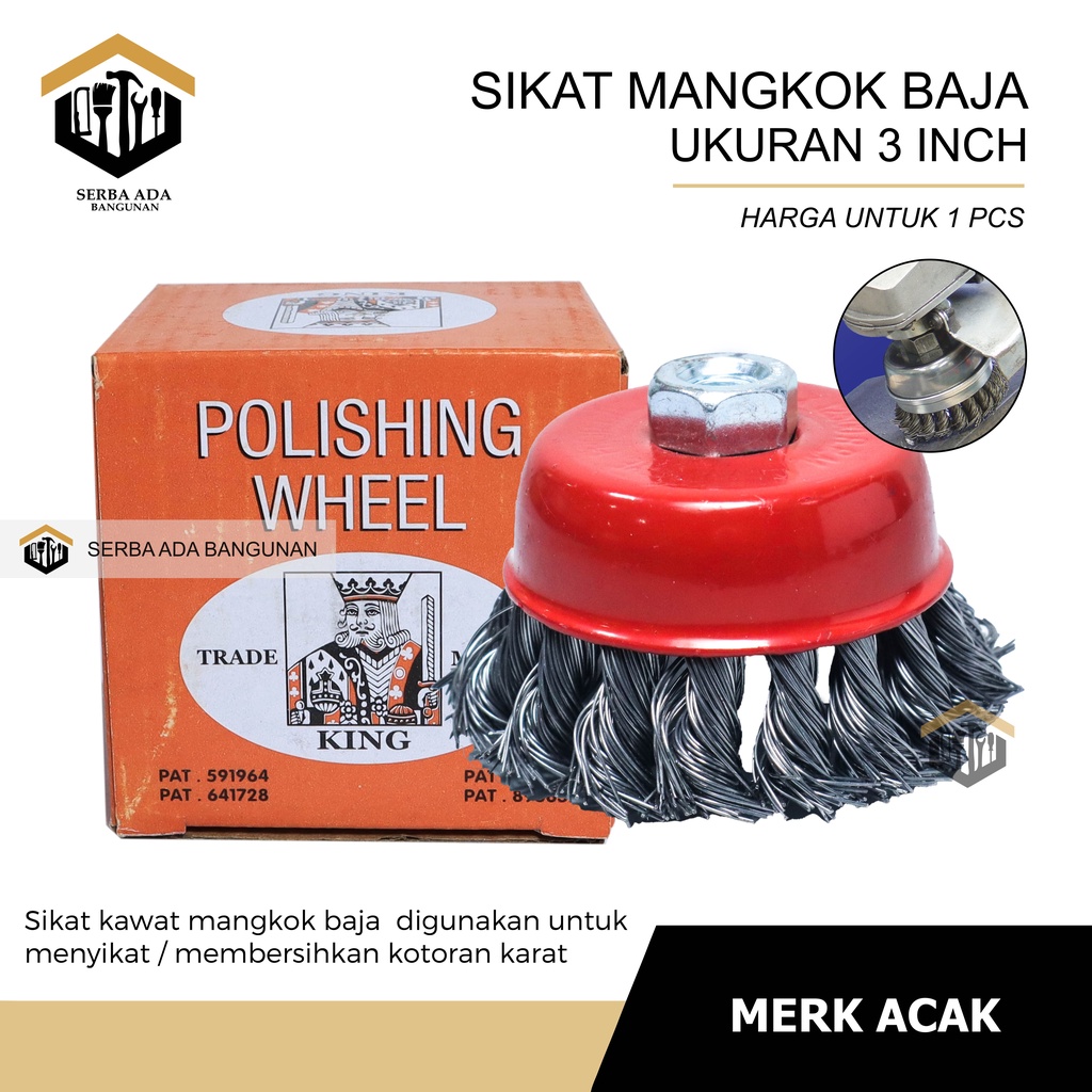 Cup Brush / Sikat Kawat / Sikat Mangkok 3&quot; - Kuningan &amp; Baja