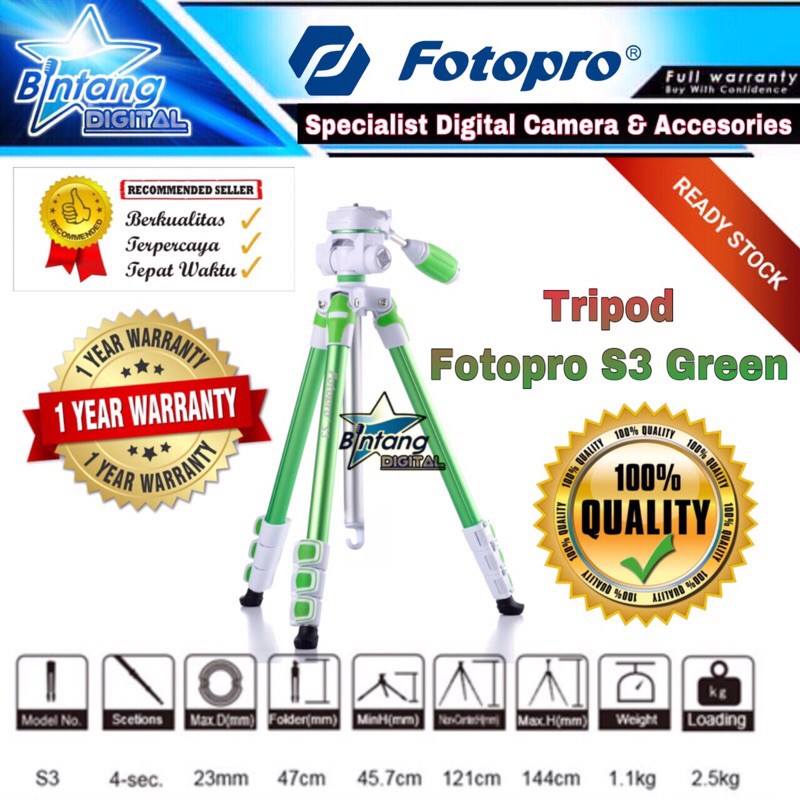 Tripod fotopro S3 Green - Fotopro s3 - Tripod Fotopro s-3