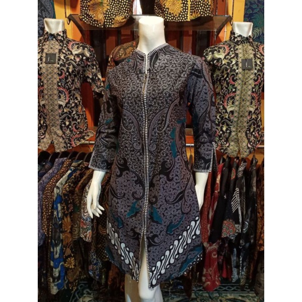 Tunic Santika Pias Genes Kombi Tunik Batik Cantik Sogan Turtleneck Tunic Batik Modern Seragaman