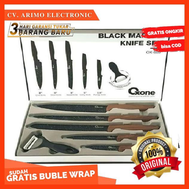PROMO.. PISAU PREMIUM / OXONE PISAU SET DAPUR Black Marble Knife Set / OX-605 ORIGINAL OXONE
