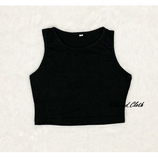 Uneed Cloth / TANKTOP WANITA POLOS / TENGTOP / TANKTOP JUMBO / CROP TANK / TANK TOP / LORY CROP TANK-Black