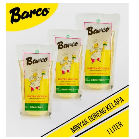

Paket Hemat!! Pouch 1 liter (3 pcs) minyak goreng kelapa Barco