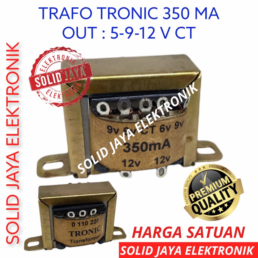 TRAVO TRAFO 350MA CT 6V 9V 12V 350 MA TRONIC TRANSFORMER CT 6 9 12 VOLT V TRAVO KOTAK TRANSFORMER 350 MILI AMPER TRONIC