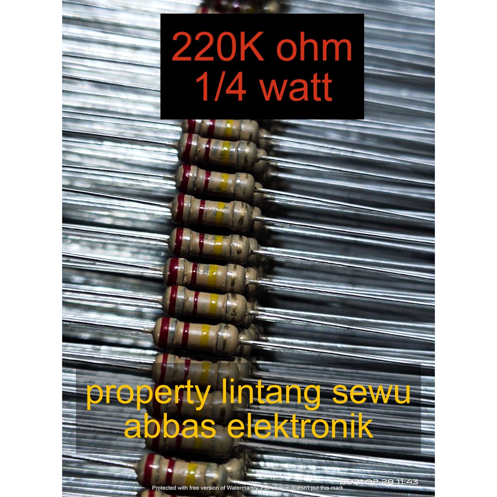 10PCS resistor 220k ohm 220 kilo ohm 0.25 watt