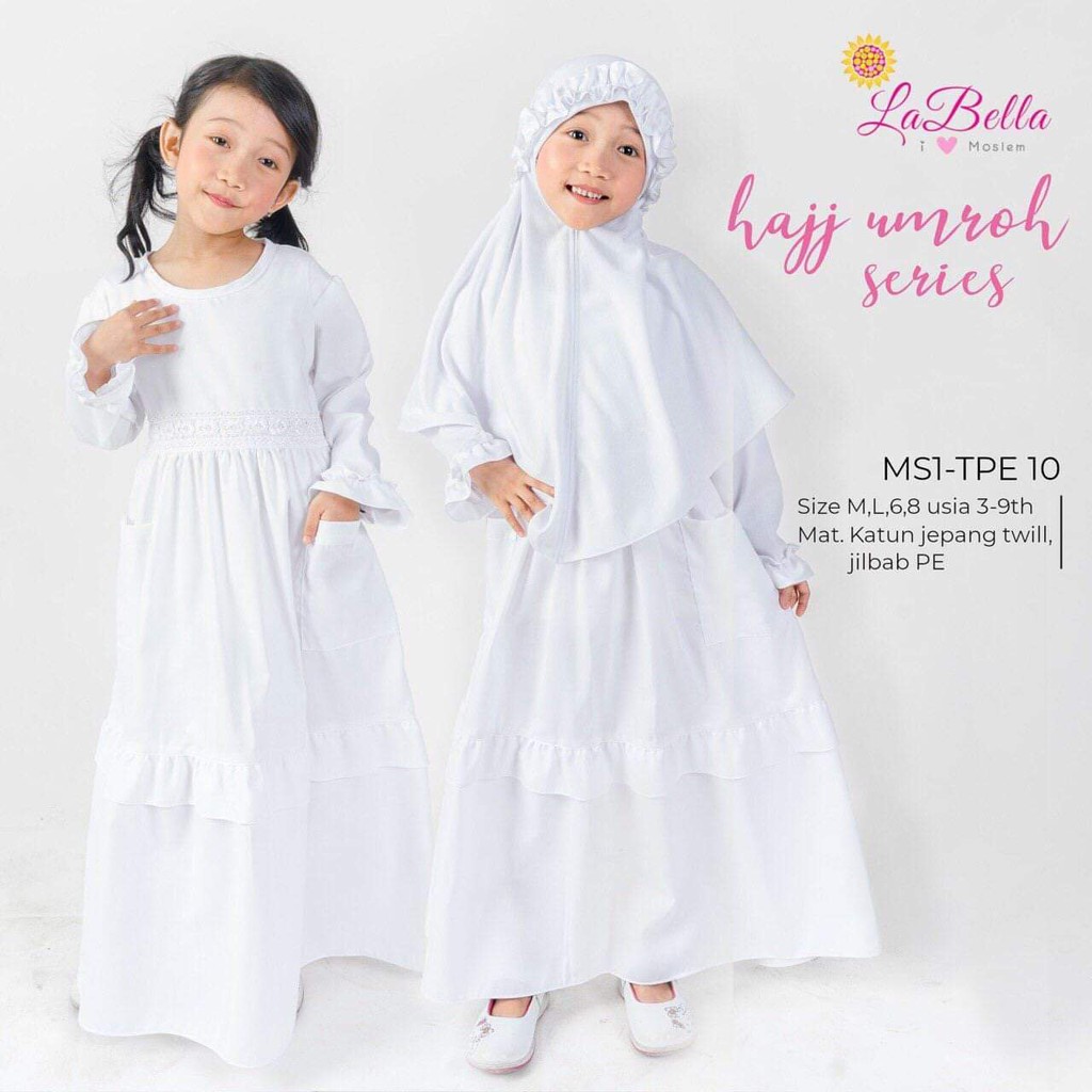 Gamis Anak Perempuan Putih Labella