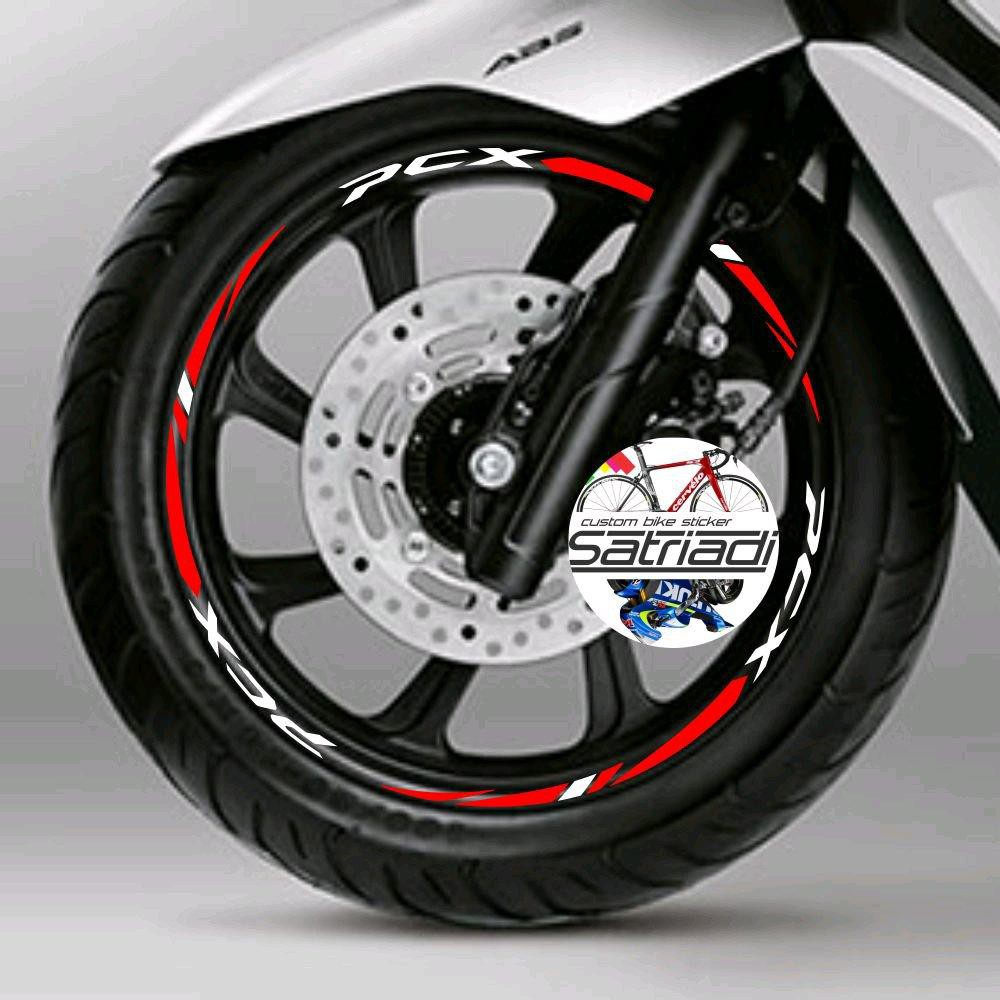 Stiker Velg Sticker Motor Decal Honda PCX 150 Merah Putih Velk 2018 v2