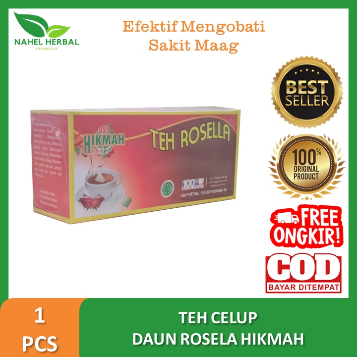 

Teh Celup Bunga Rosella Rosela Hikmah herbal Asli Original - Obat Maag Alami - Lambung - Kaya Vitami