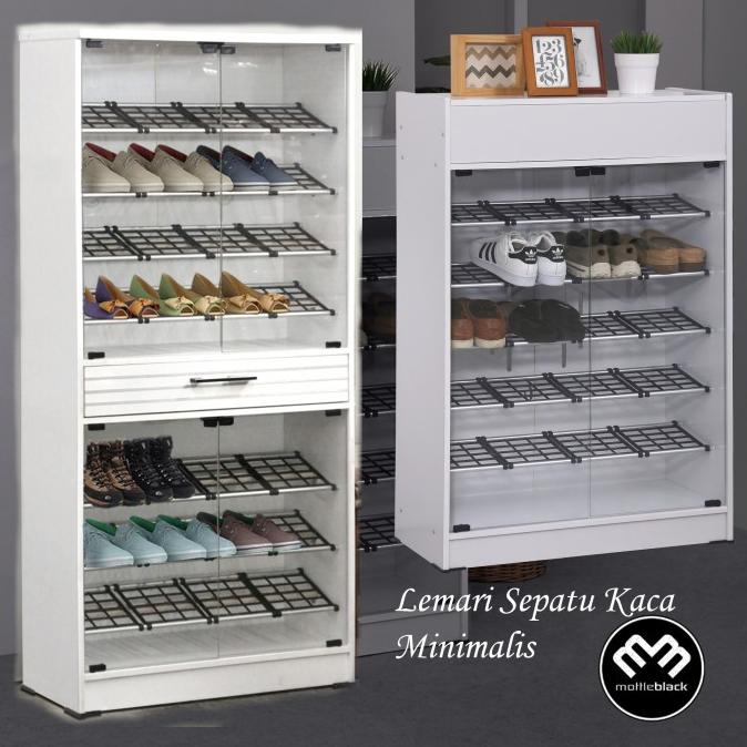 diskon Blackmabel - Lemari Rak Sepatu Kaca Exclusive Minimalis Elegan Tinggi