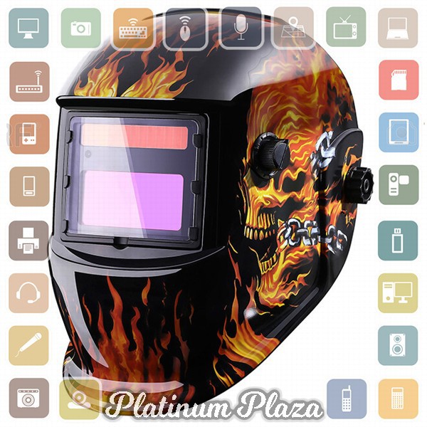 DEKO Helm Las Otomatis Auto Darkening Welding Helmet - MZ224 - Black/Orange`IB1K1E-