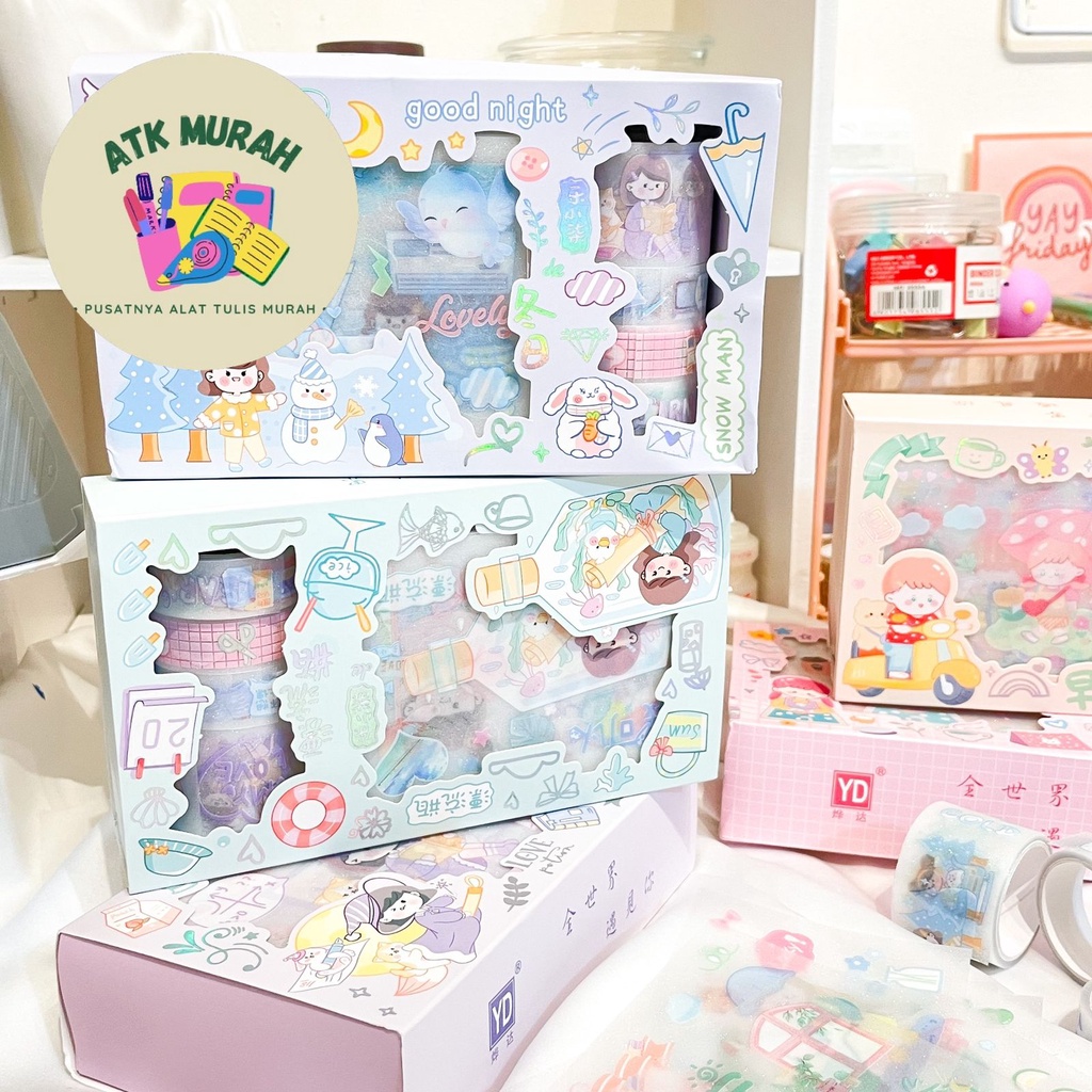 

Paket sticker dan washi tape bludru velvet pastel perempuan stiker solatip gambar karakter lucu terbaru bagus COD
