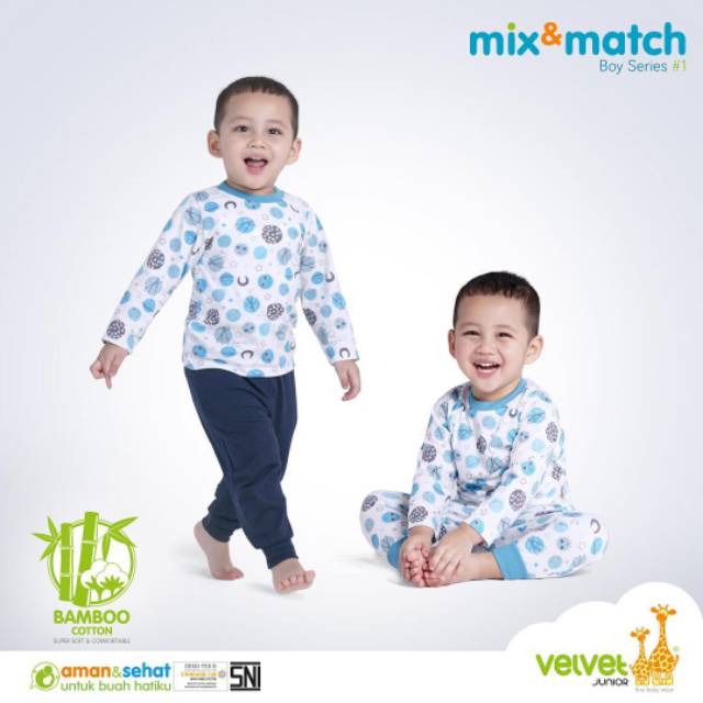 Setelan Piyama Anak Velvet Mix &amp;Match -Spaceship