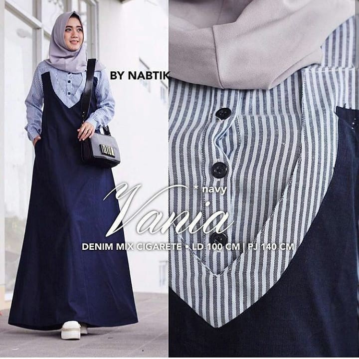 VANIA DRESS Bahan Katun Pakaina Wanita Gamis Panjang Terusan Gamis Wanita Dress Mulim Terbaru