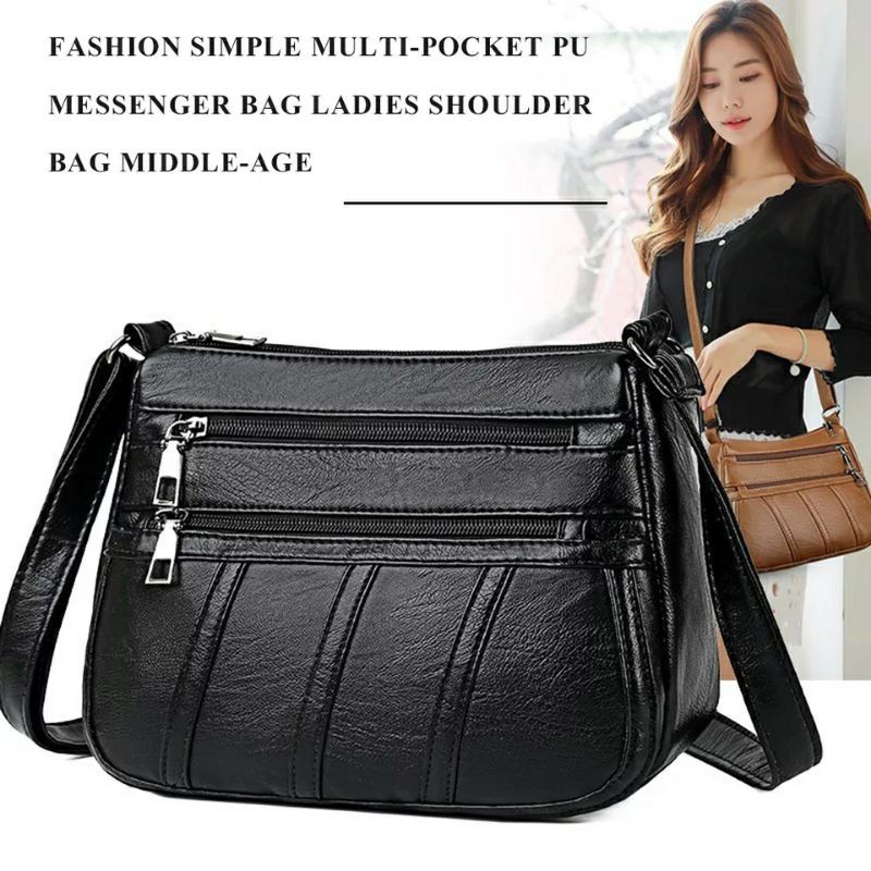 Hot Sale Fashion Tas Selempang Kulit Wanita Simple Multi-pocket Korean