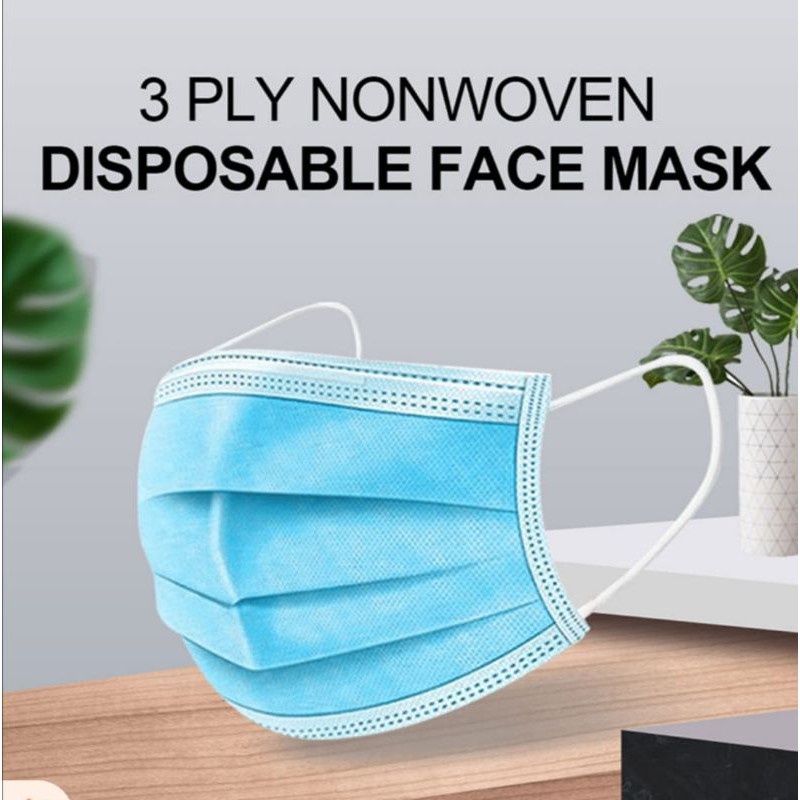 DISPOSABLE MASK 3PLY ISI 50 WARNA BIRU TEBAL DAN TALI KUAT