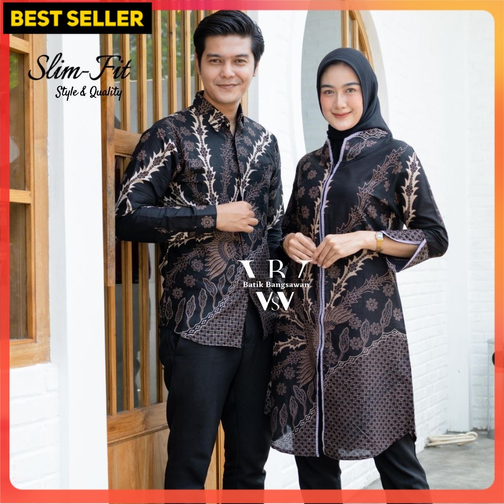 [ANS BATIK] Maura Couple - Sania Ruffle Batik Couple Ori Ndoro Jowi Garansi Termurah Shopee