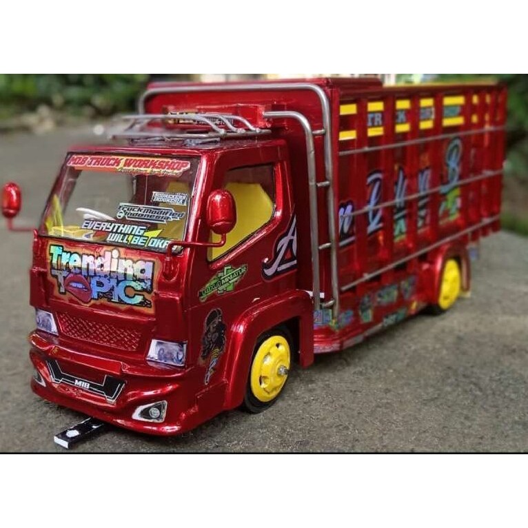 TERLARIS PROMO MINIATUR TRUK OLENG KAYU ASLI JUMBO FULL VARIASI LAMPU LED BONUS TERPAL TRUK OLENG MA