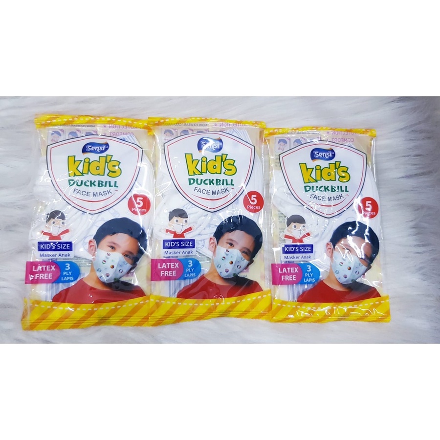 MASKER SENSI KIDS DUCKBILL SACHET ISI 5 PCS MOTIF