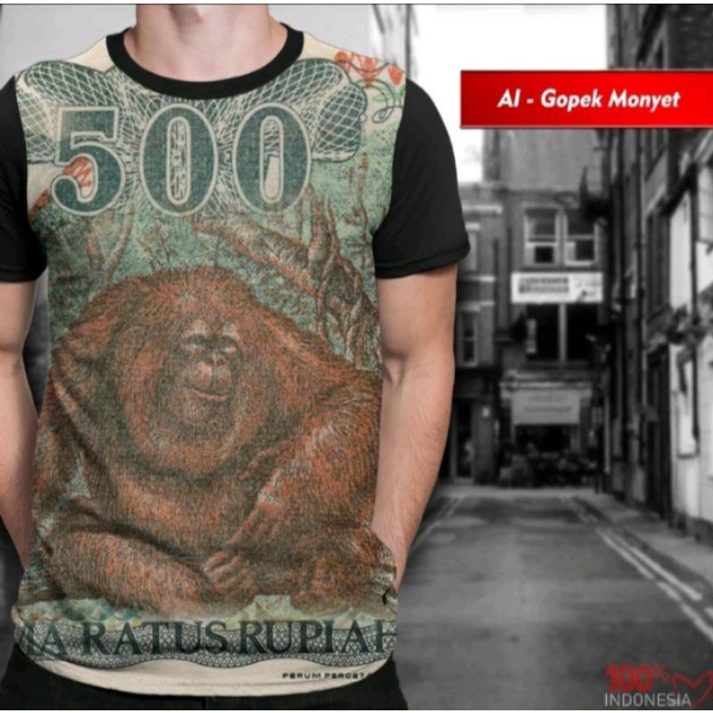 BAJU PRINT 3D KAOS PRIA/WANITA AL GOPEK MONYET