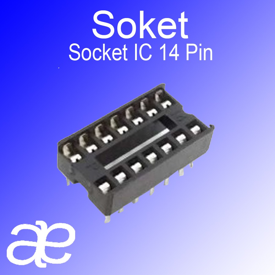 Socket IC 14 Pin, dudukan IC 14 kaki agar saat pemasangan pada pcb tidak langsung pada kaki IC-nya.