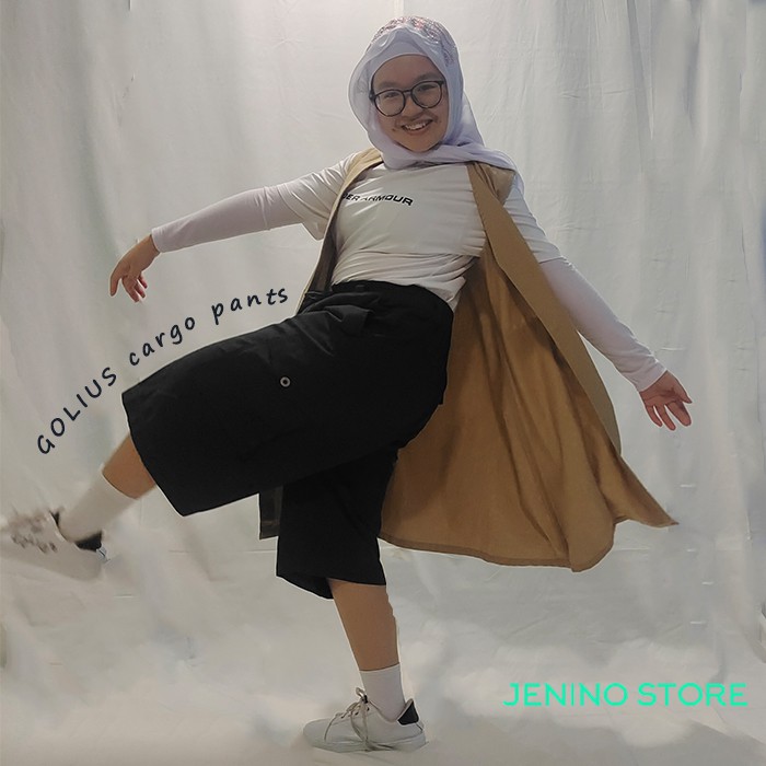 celana golius cargo tactical 7per8 tanggung bahan katun celana sirwal wanita pria saku banyak