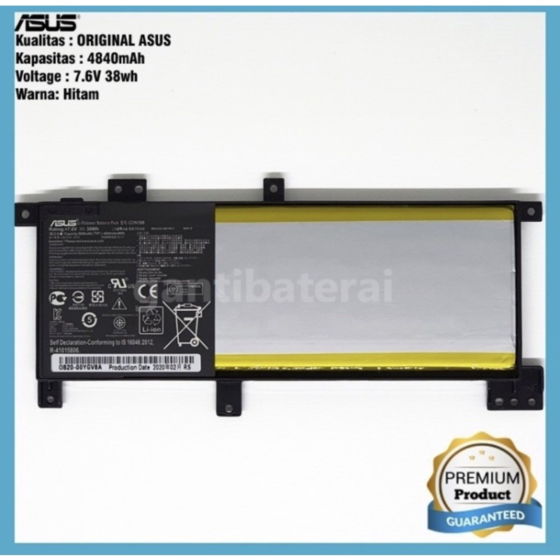 Baterai laptop Asus A456 A456U A456UJ A456UF A456UQ X456 X456UJ X456UV X456UQ K456 C21N1508 Original