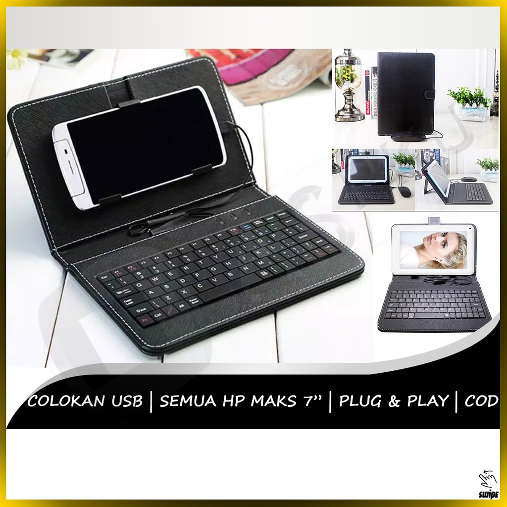 Keyboard Smartphone Universal OTG Android Tablet Samsung Micro USB Type C Kerja Kantor Online Lipat