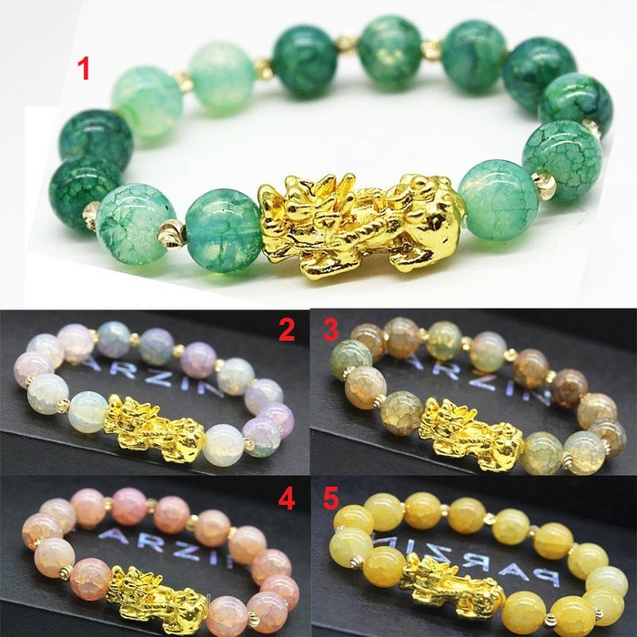 Gelang giok Pixiu taiwan kesehatan keberuntungan pria Wanita natural hoki keberuntungan jade bracele