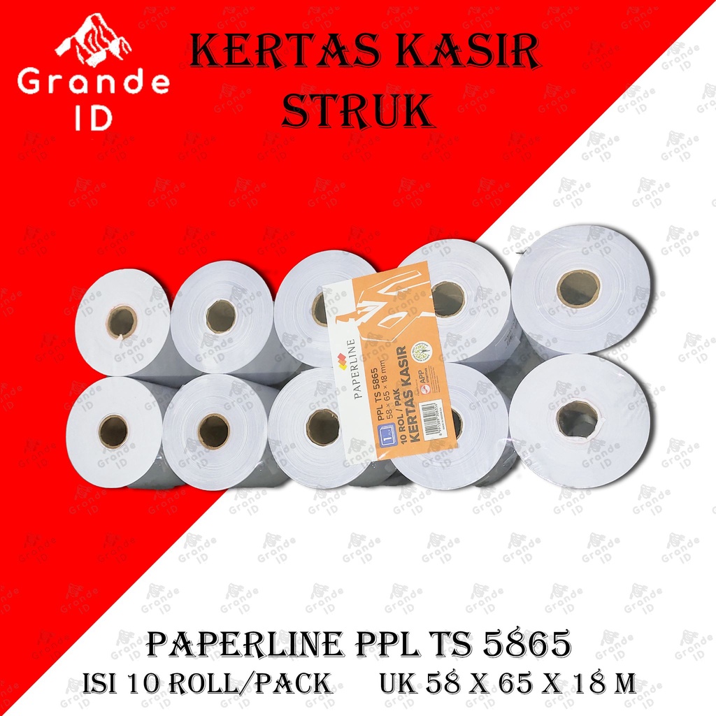 

KERTAS KASIR STRUK PAPERLINE 58 X 65 X 18 MM PPL TS 5865 1PLY ISI 10 ROLL